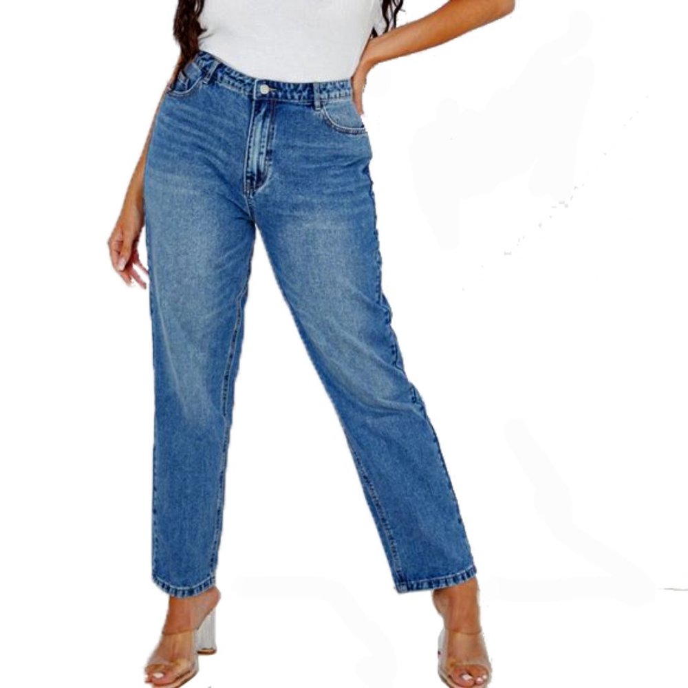 Missguided plus size blue mid rise dad jeans